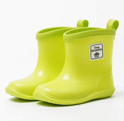 tree grandpa toddler rain boots neon green