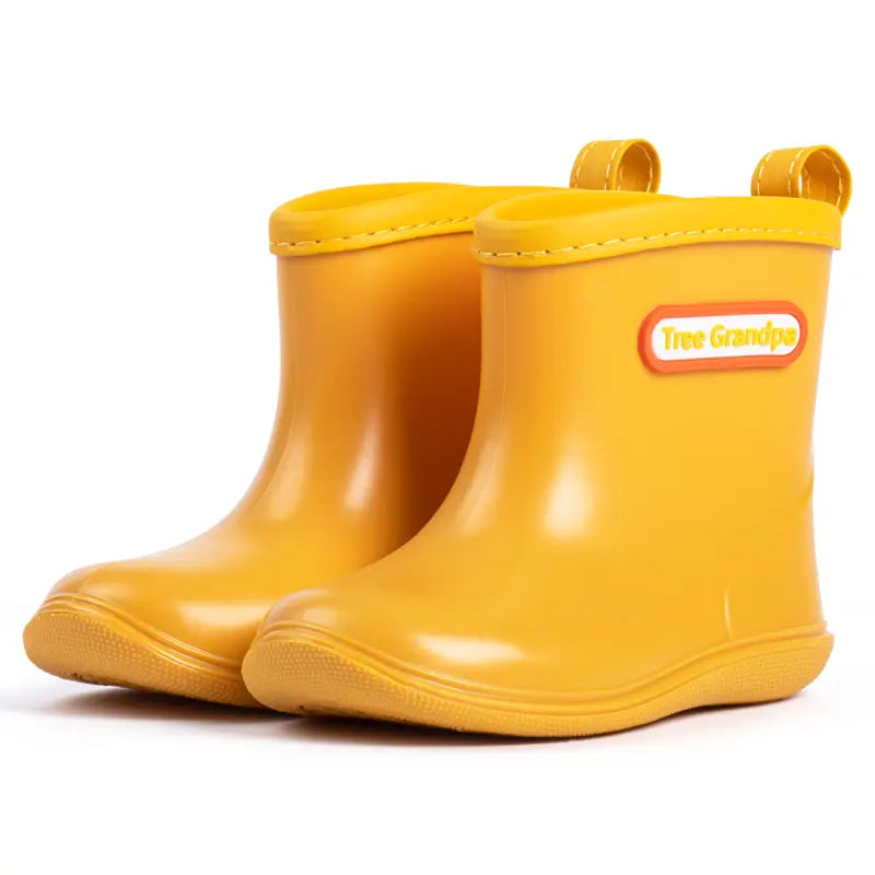 tree grandpa toddler rain boots yellow